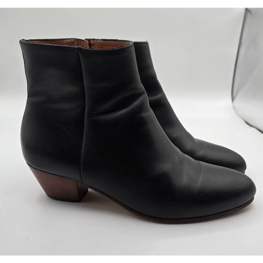Woman by Common Projects Black Leather Ankle Boots Size 41 US 11
